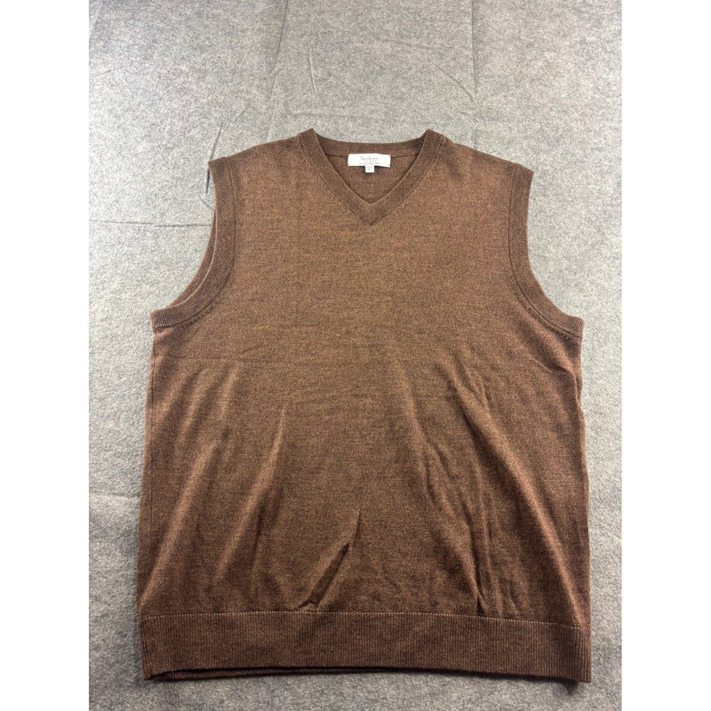 Turnbury Mens L Extra Fine‎ Merino Wool V-Neck Sweater Vest  Academia Old Money